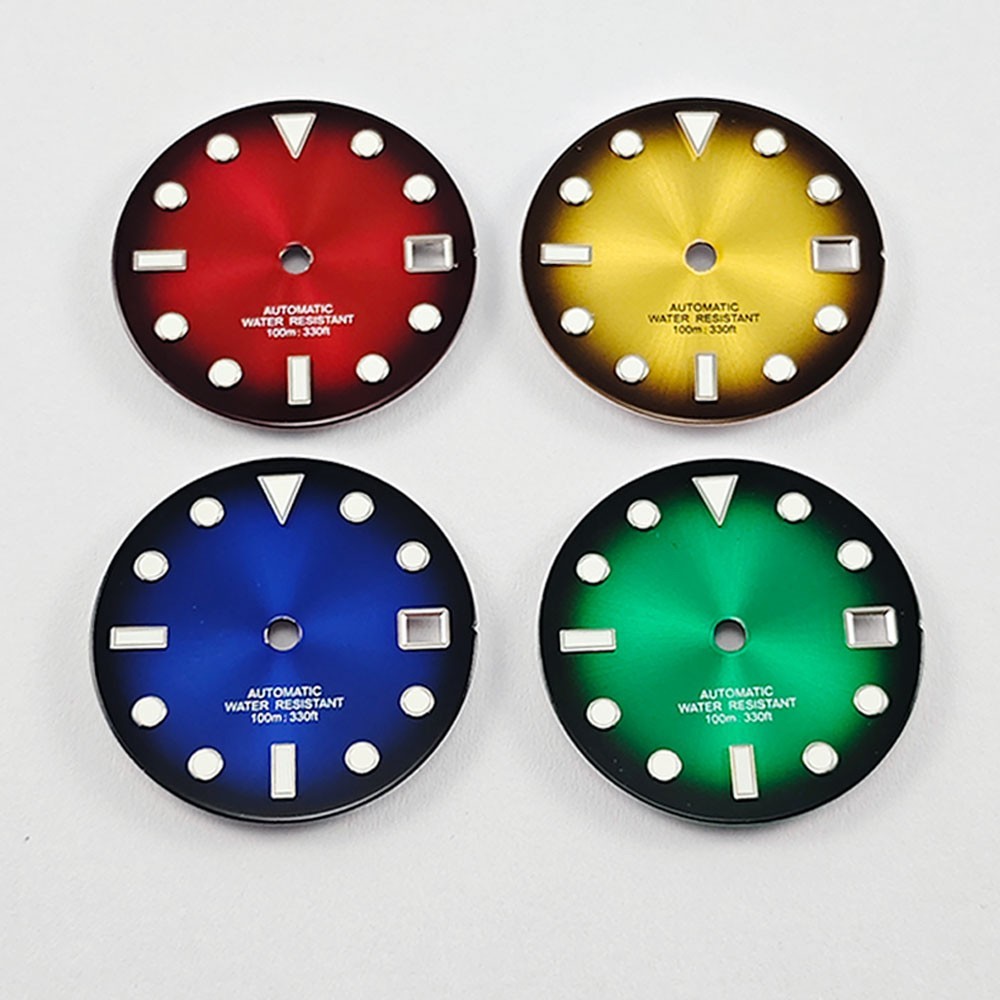 28.5mm Custom Logo Watch Dial For NH35 NH36 Movement Green Luminous Faces