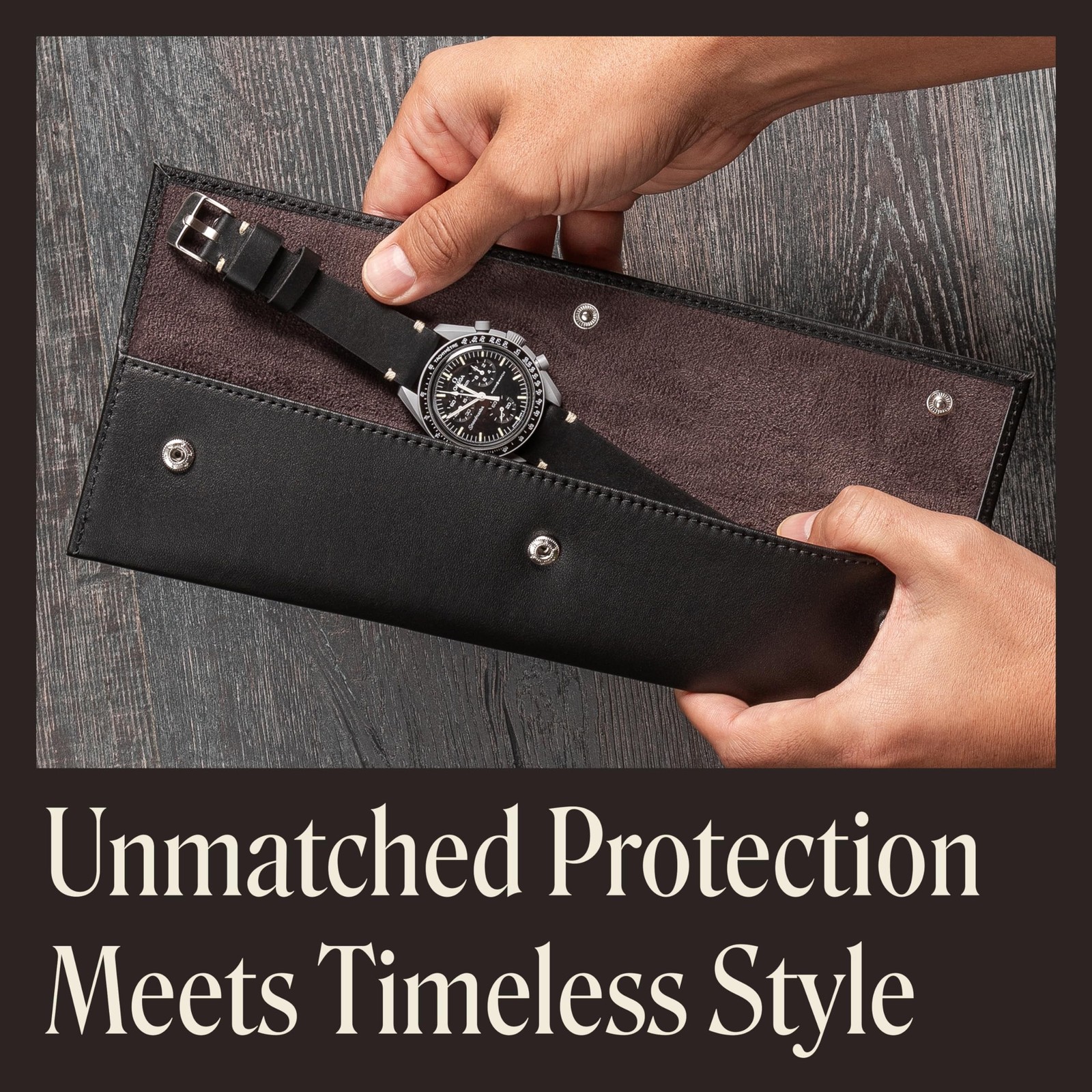QWATCHBANDS Watch Sleeve Pouch – Full Grain Napa Leather Travel Watch Case wi…