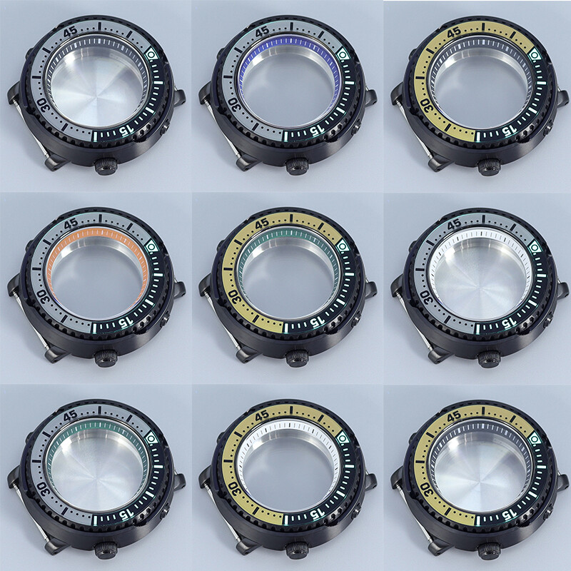 43.3mm Seiko Tuna Watch Case Parts Sapphire Glass For Seiko Nh35 Nh36/38Movement