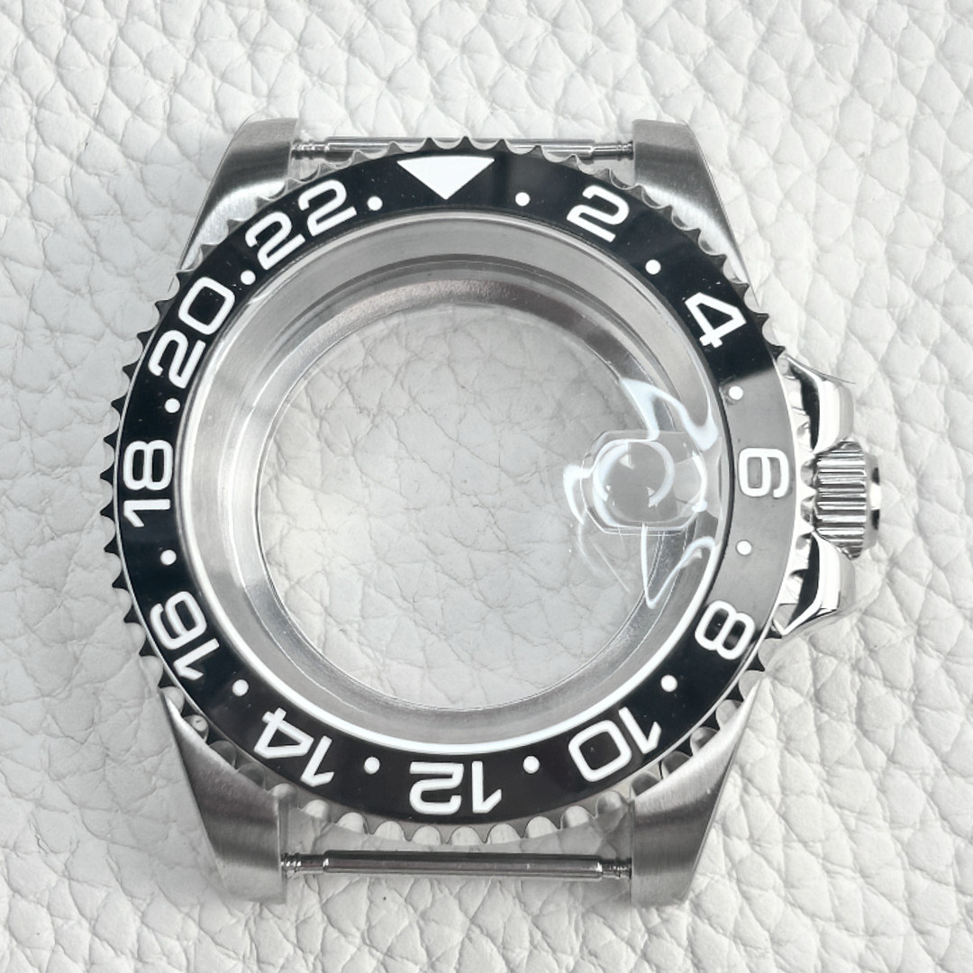 Black 40mm Watch Case Sapphire Mod 24 Hour Ceramic Bezel fit NH35 4R35 NH34 NH36