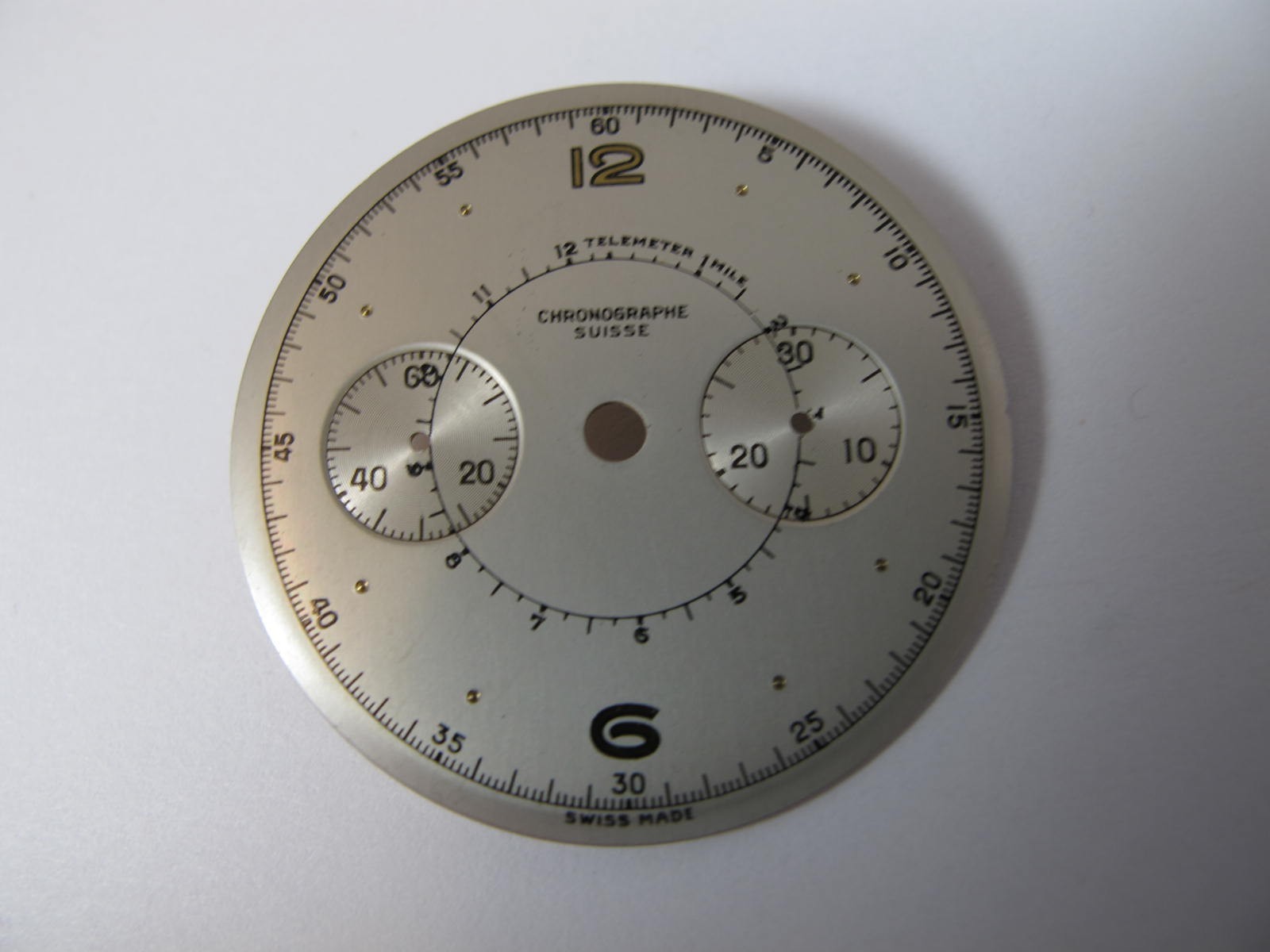 CHRONOGRAPH SUISSE MENS TELEMETRE VINTAGE OLD STOCK LANDERON WATCH DIAL