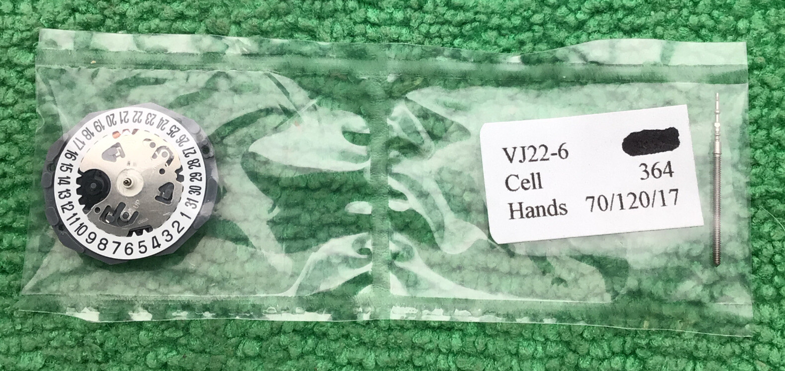 Hattori VJ22B Quartz Watch Movement With Stem, Date At 6, NOS