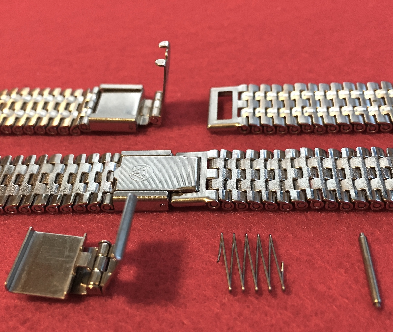 Ladies NSA watch bracelet steel complete clasp for 5-row links NSA band 1960/70s