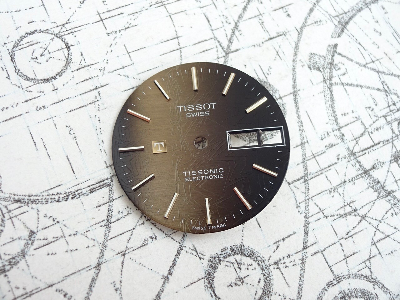 Tissot Tissonic cal. 2020 (ESA9164) Brown Tuning Fork Watch Dial (ref 800B)