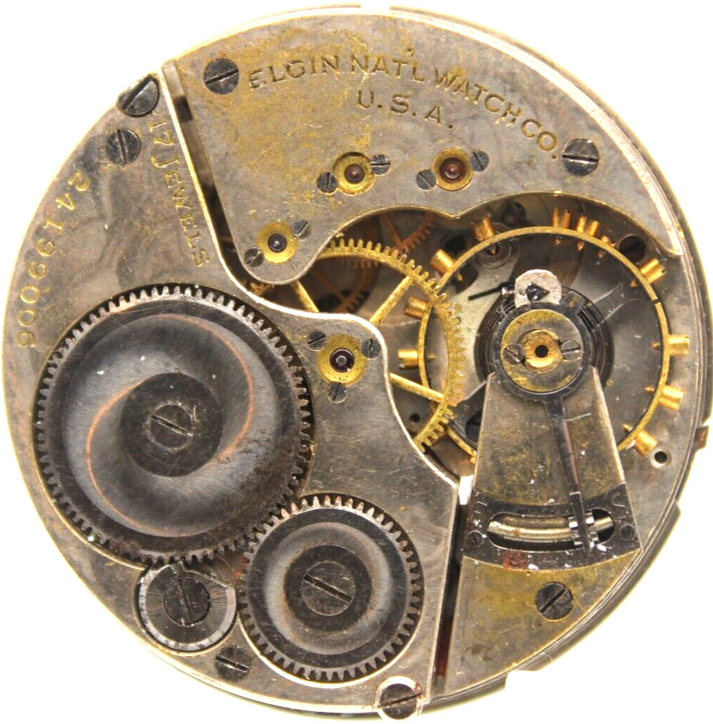 1921 ELGIN POCKET WATCH MOVEMENT 24199006 GRADE 387 16s 17j (GB2)