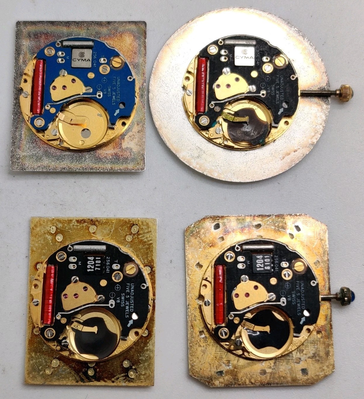 Lot Of 4 ETA 256.041 Swiss quartz movements For Repair