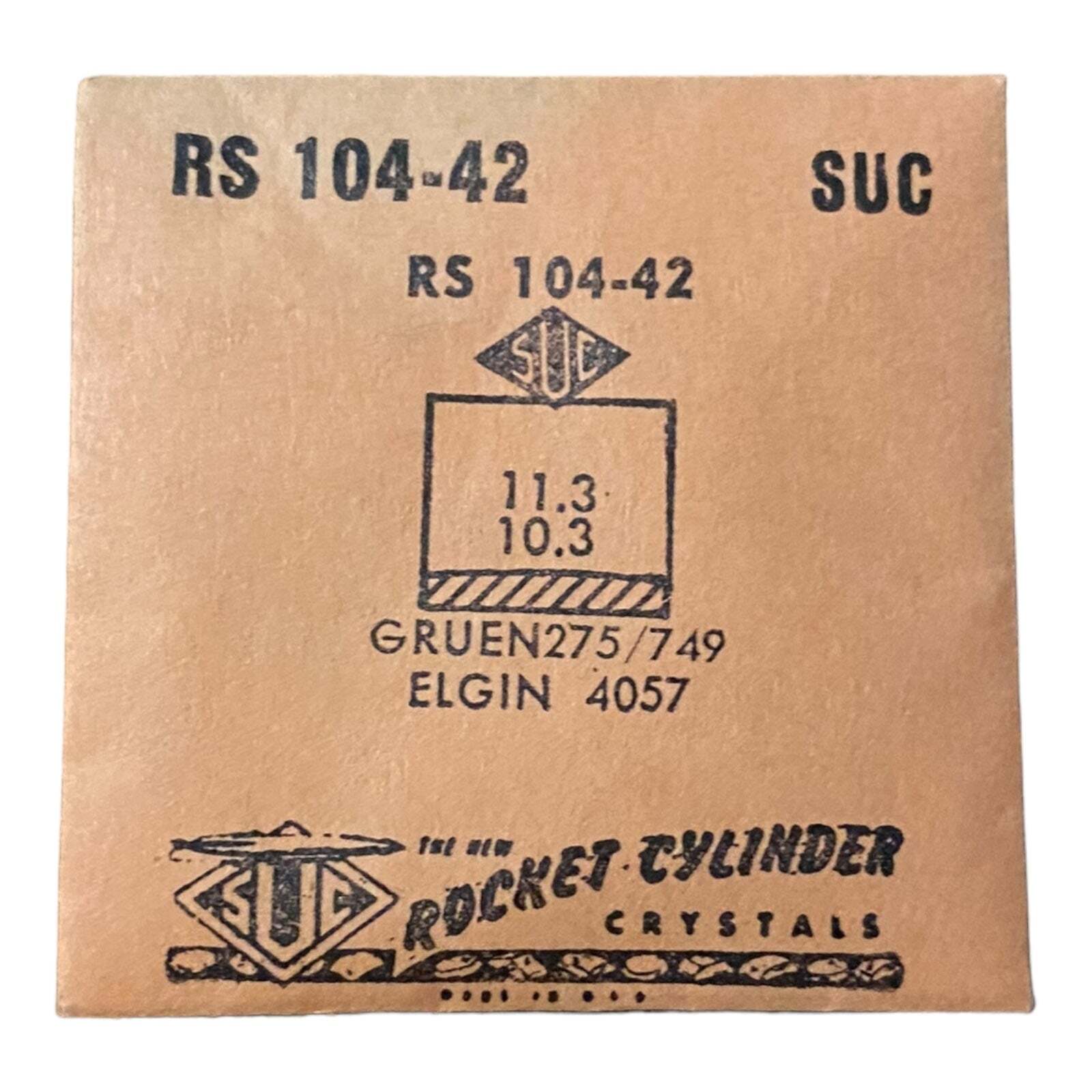 SUC RS104-42 RS 104-42 Watch Crystal 11.3×10.3 NOS Part Rocket Cylinder Gruen
