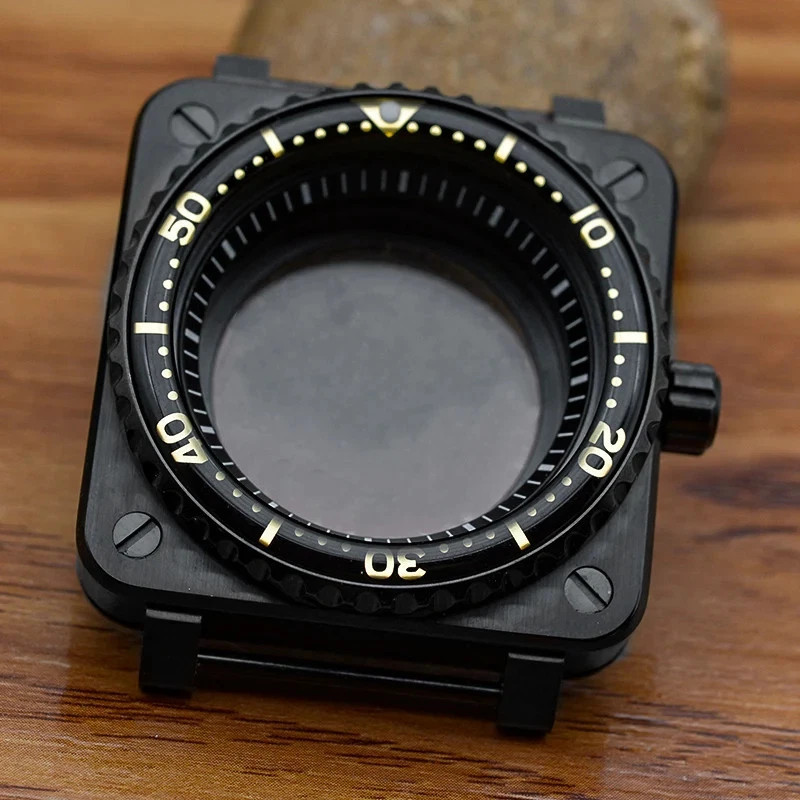Steel Watch Case for NH35 NH36 NH34 Black Square Sapphire Glass Mod Parts New