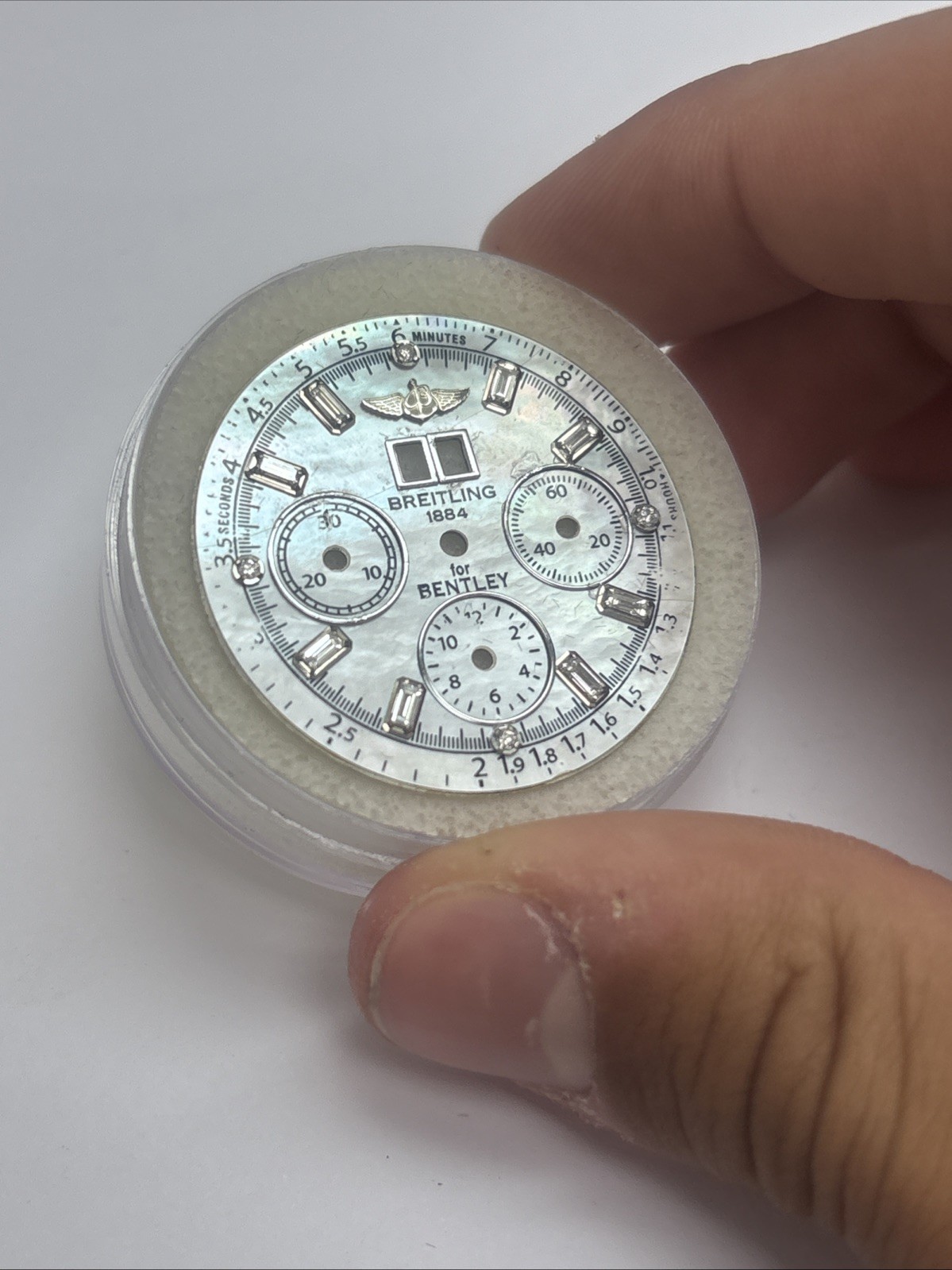 Breitling Bently White Mop Aftermarket Dial with Baguette And Round Natural