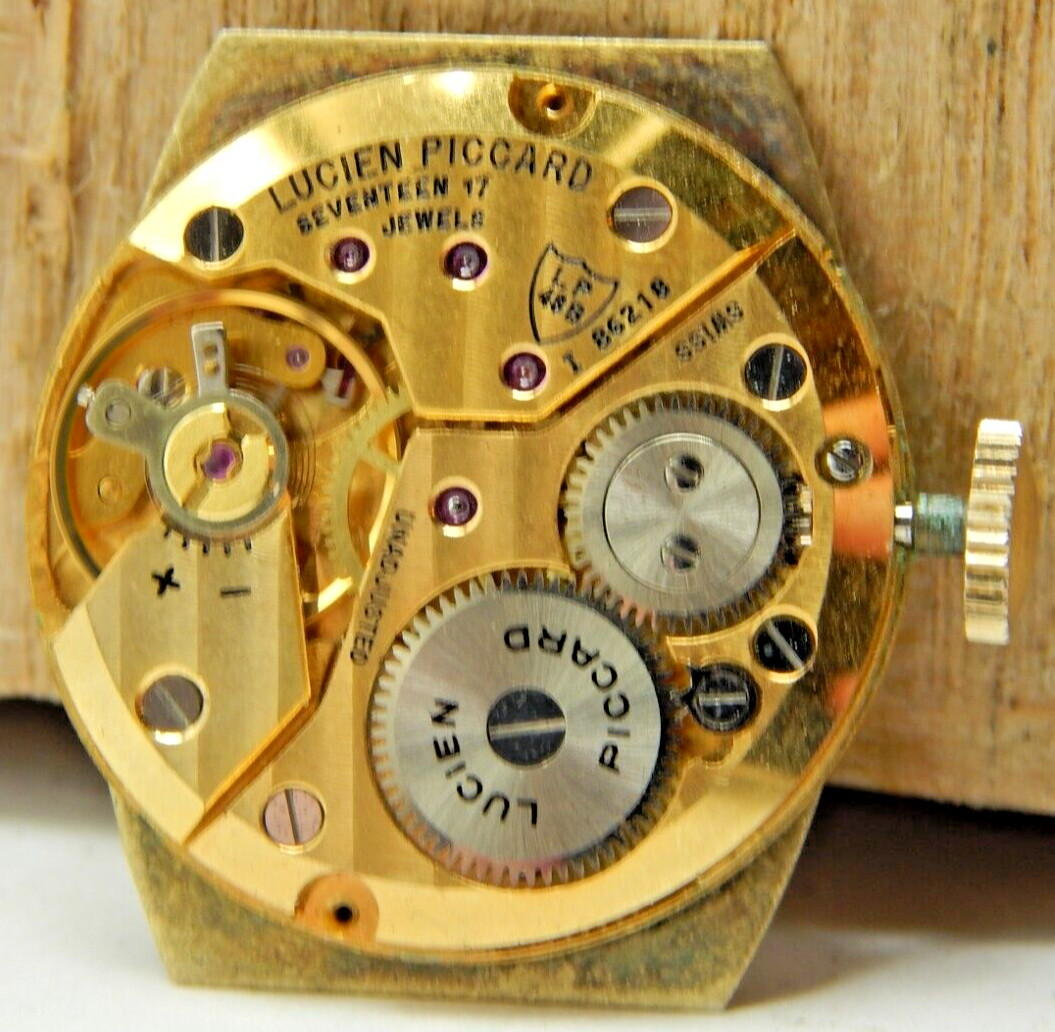 Vintage Lucien Piccard LP48B 17 jewel gilded men’s wrist watch movement w/ dial