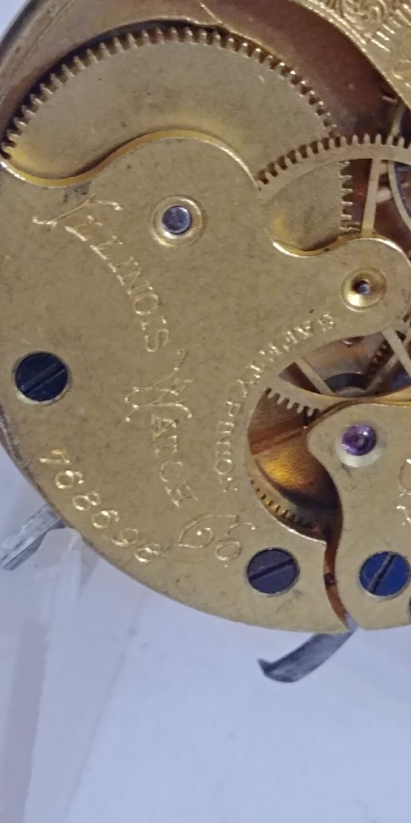 1890 Illinois Springfield Pocket Watch 6s Movement Running, for Parts or Repair.
