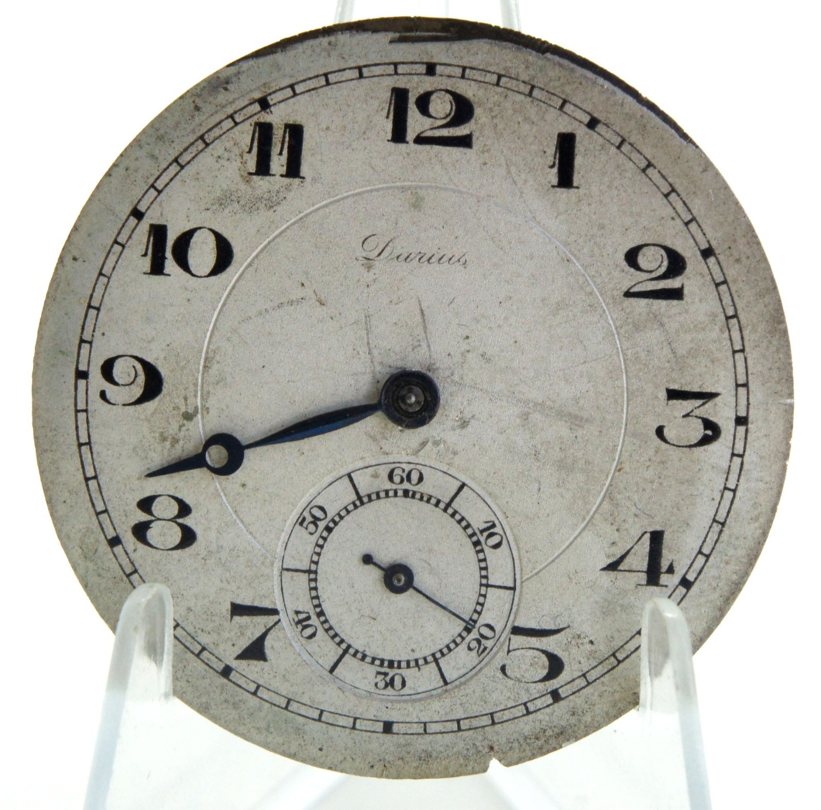 Rare Vintage Darius FHF 17 Lignes Pocket Watch Movement 39mm Swiss Dial Parts
