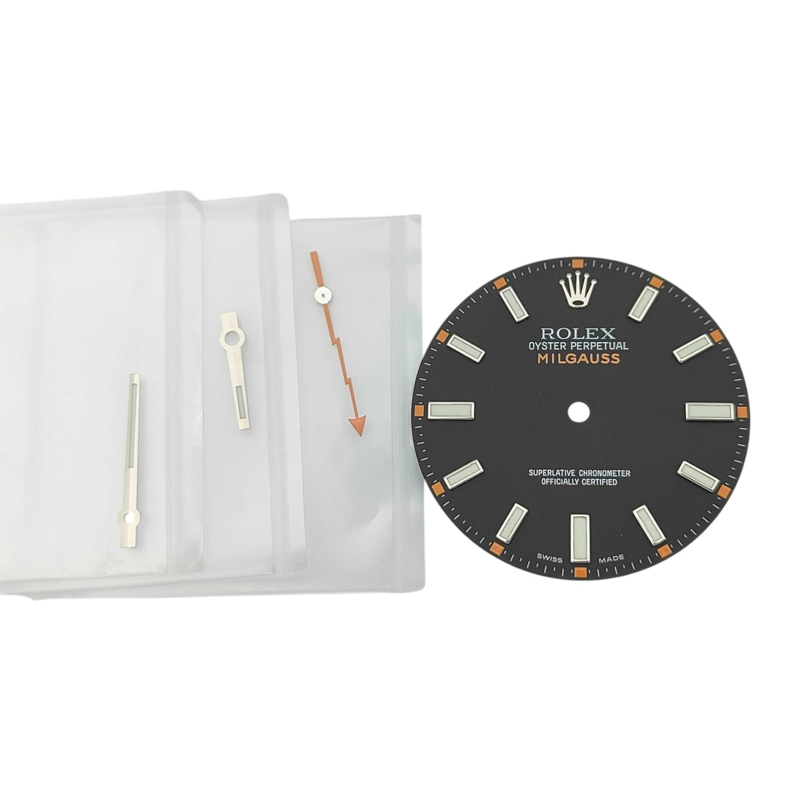 Genuine ROLEX Milgauss 116400 Gray Luminous Dial Hands Set 30.29mm