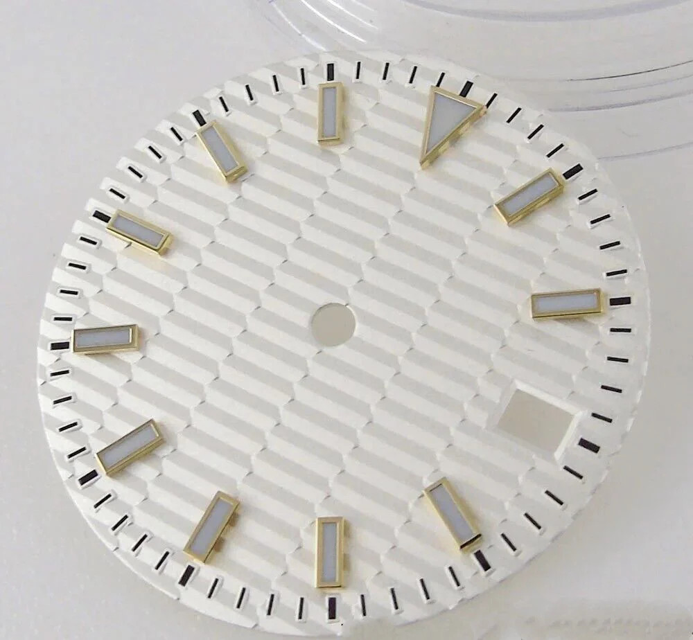 Dial 29.0mm No Logo for watch moding White/Gold- fits NH35 Family of Movements
