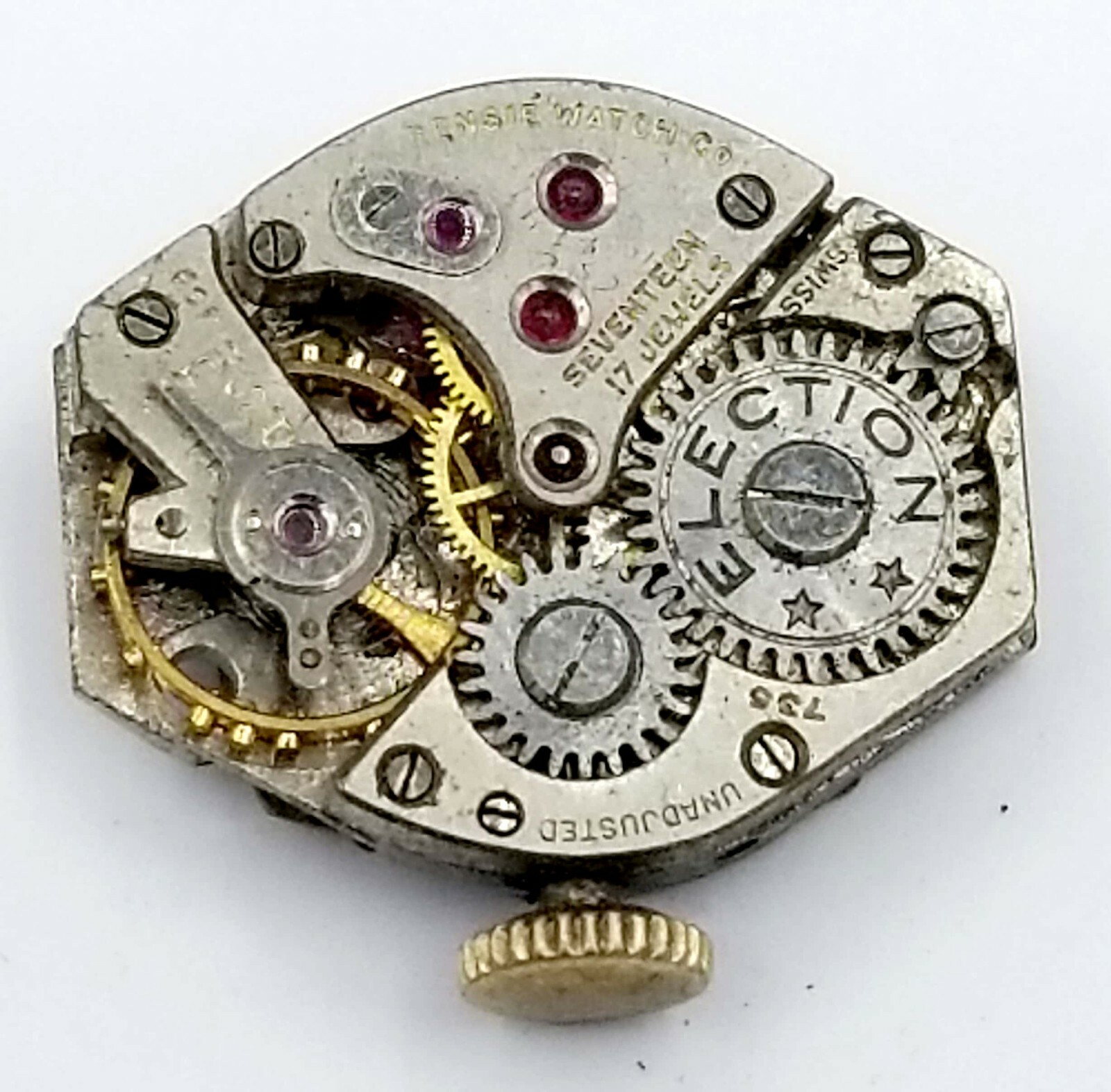 Antique Rensie Swiss 17 jewel Wrist Watch Movement 18 mm x 15 mm Parts # P15