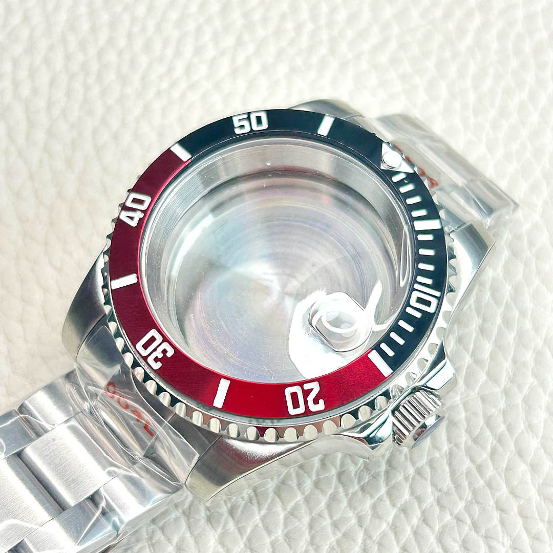 40mm New Water Resistant Red Watch Case Sapphire For nh34 nh35 nh36 38 Movement