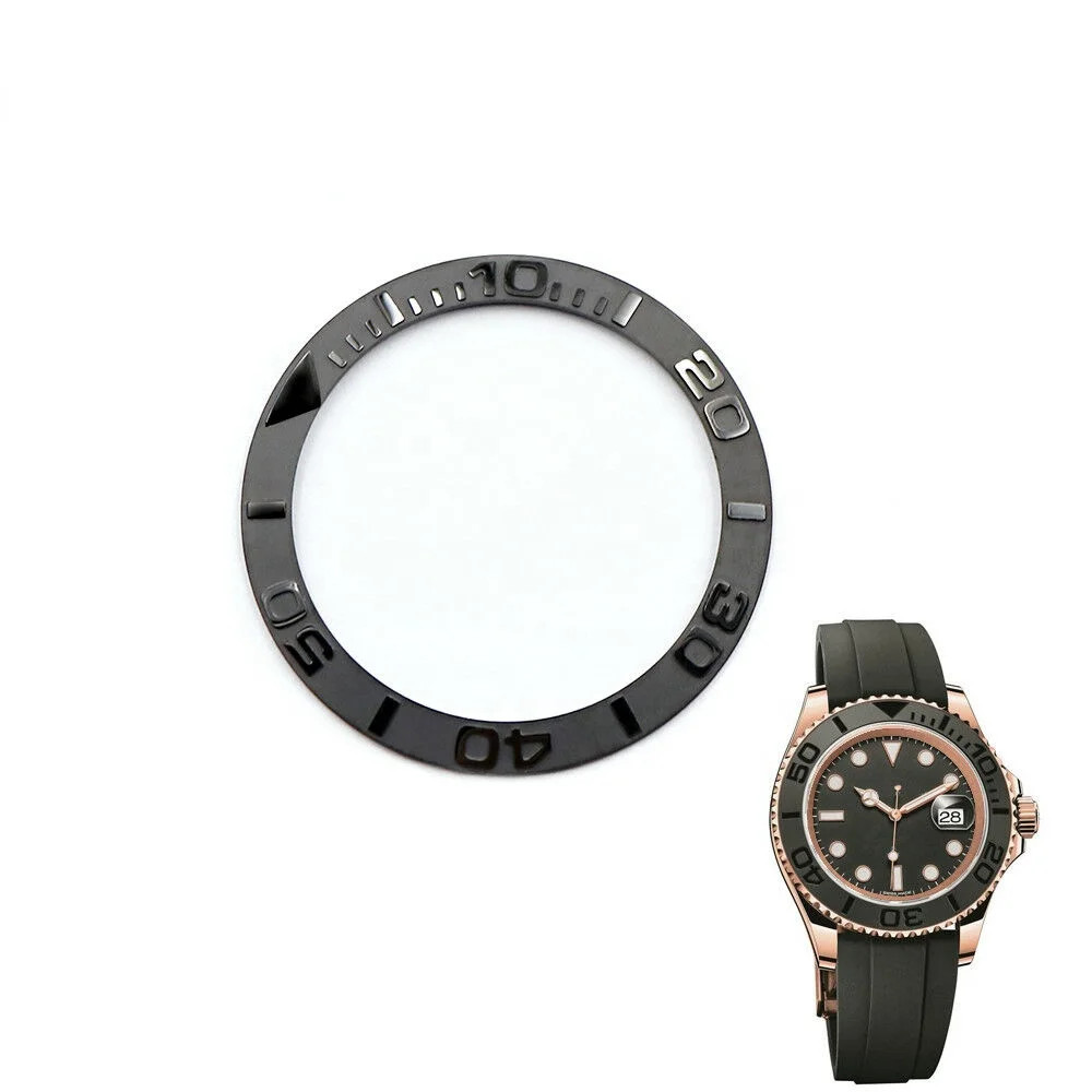 TOP Gray/Black Ceramic Bezel Insert For 38mm 116655 Rolex YACHTMASTER OYSTERFLEX