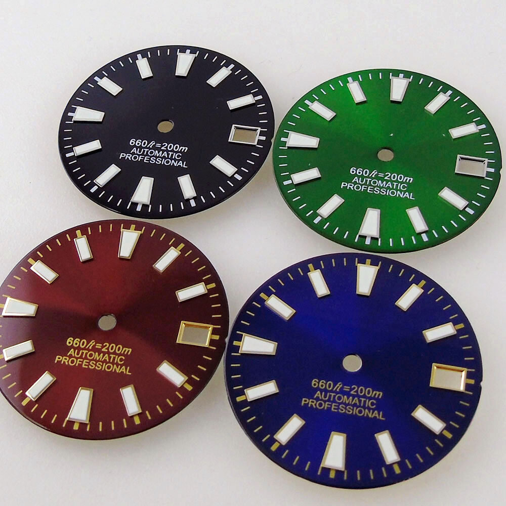 29mm Black Green Red Dial Fit For Date Just style Japan NH35 NH36 movement