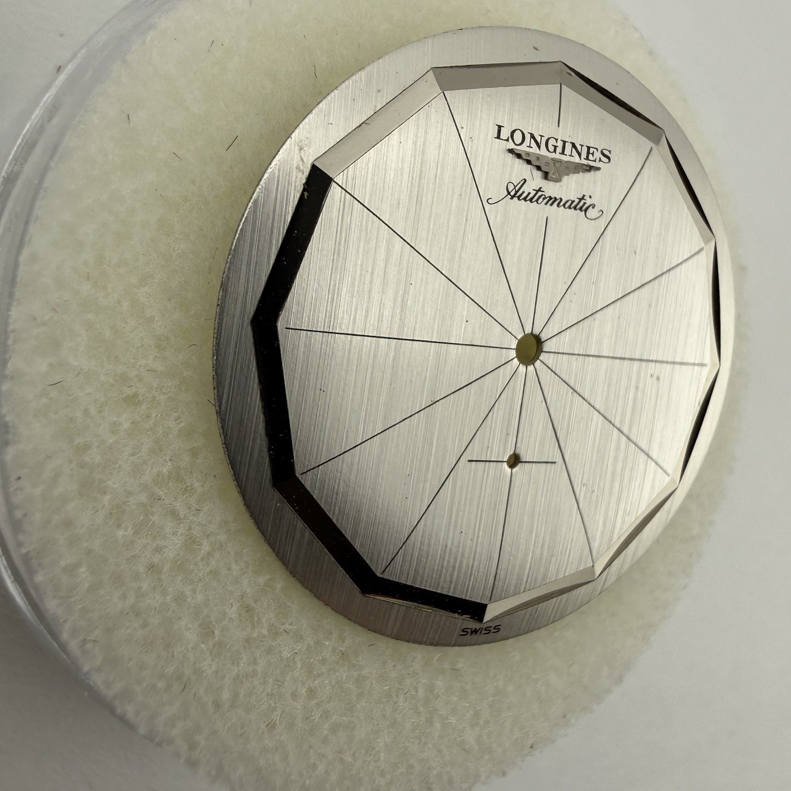 Longines Automatic Watch Dial Silver Spiderweb Mirror Edge Finish 29mm – NOS