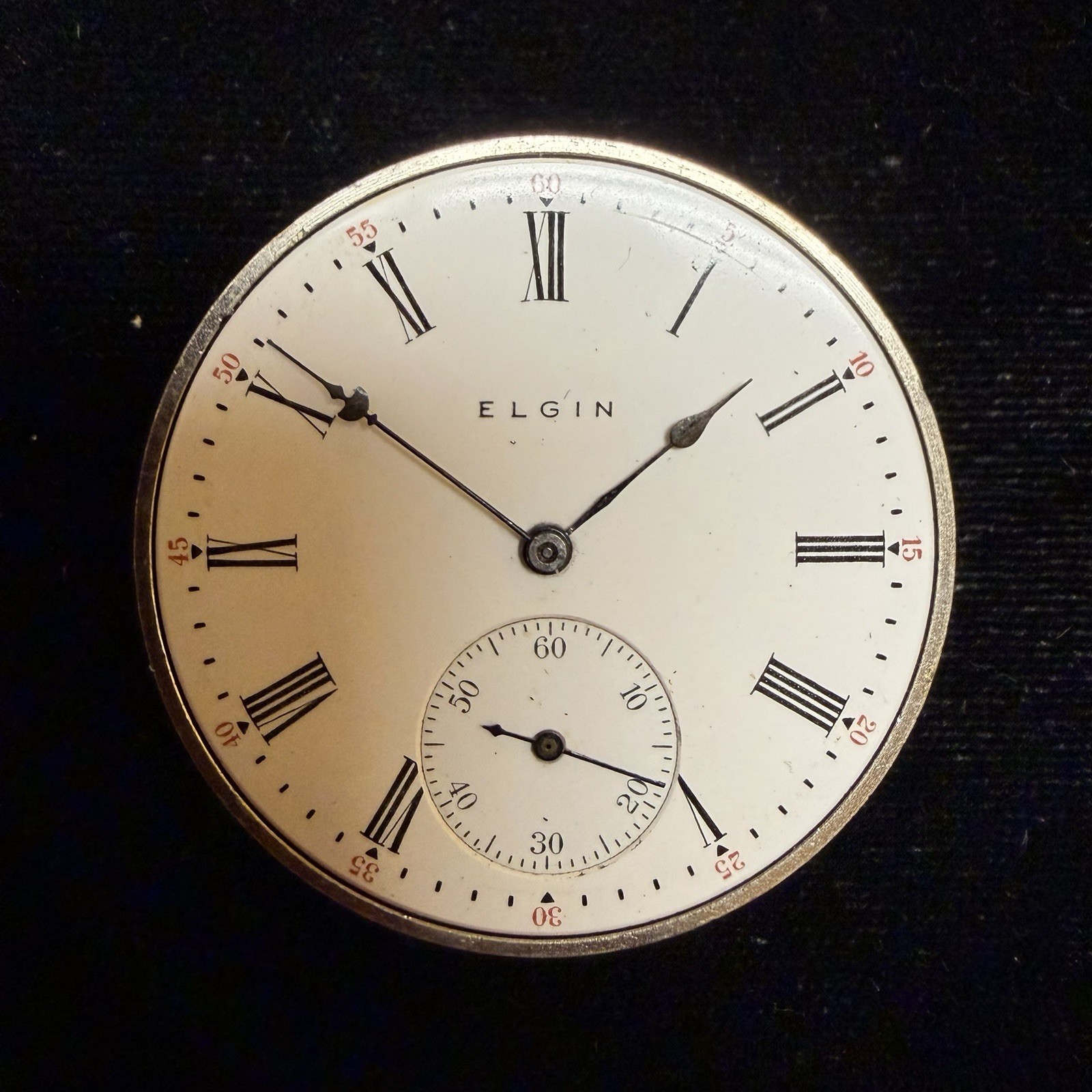 Vintage Elgin Grade 301 12s 7J Pocket Watch Movement & Dial For Parts Or Repair