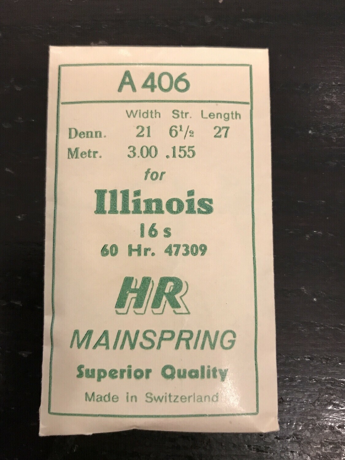 HR Mainspring A406 for Illinois 16s No. 47309 for 60hr – Steel