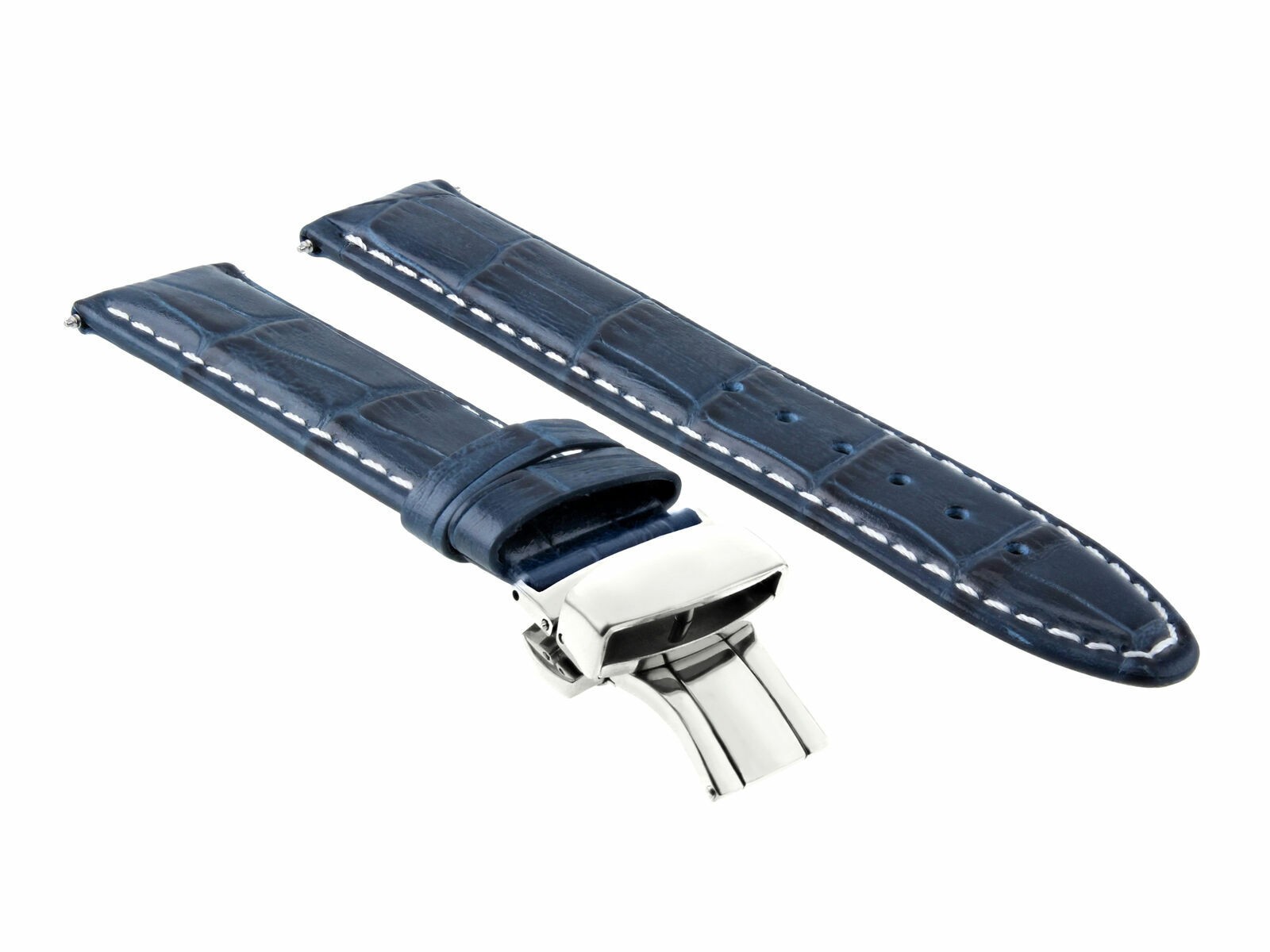 24MM LEATHER WATCH STRAP BAND CLASP FOR 44MM PANERAI LUMINOR RADIOMIR BLUE WS