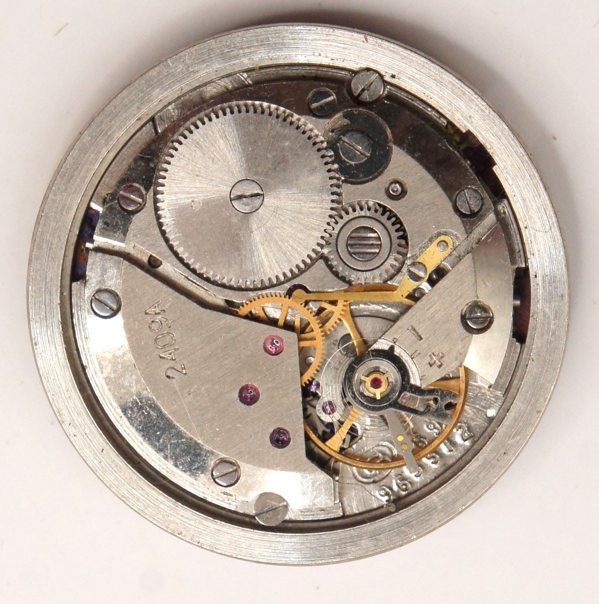 Vintage Vostok 2409A Watch Movement Burgundy Dial For Parts Repair Soviet USSR