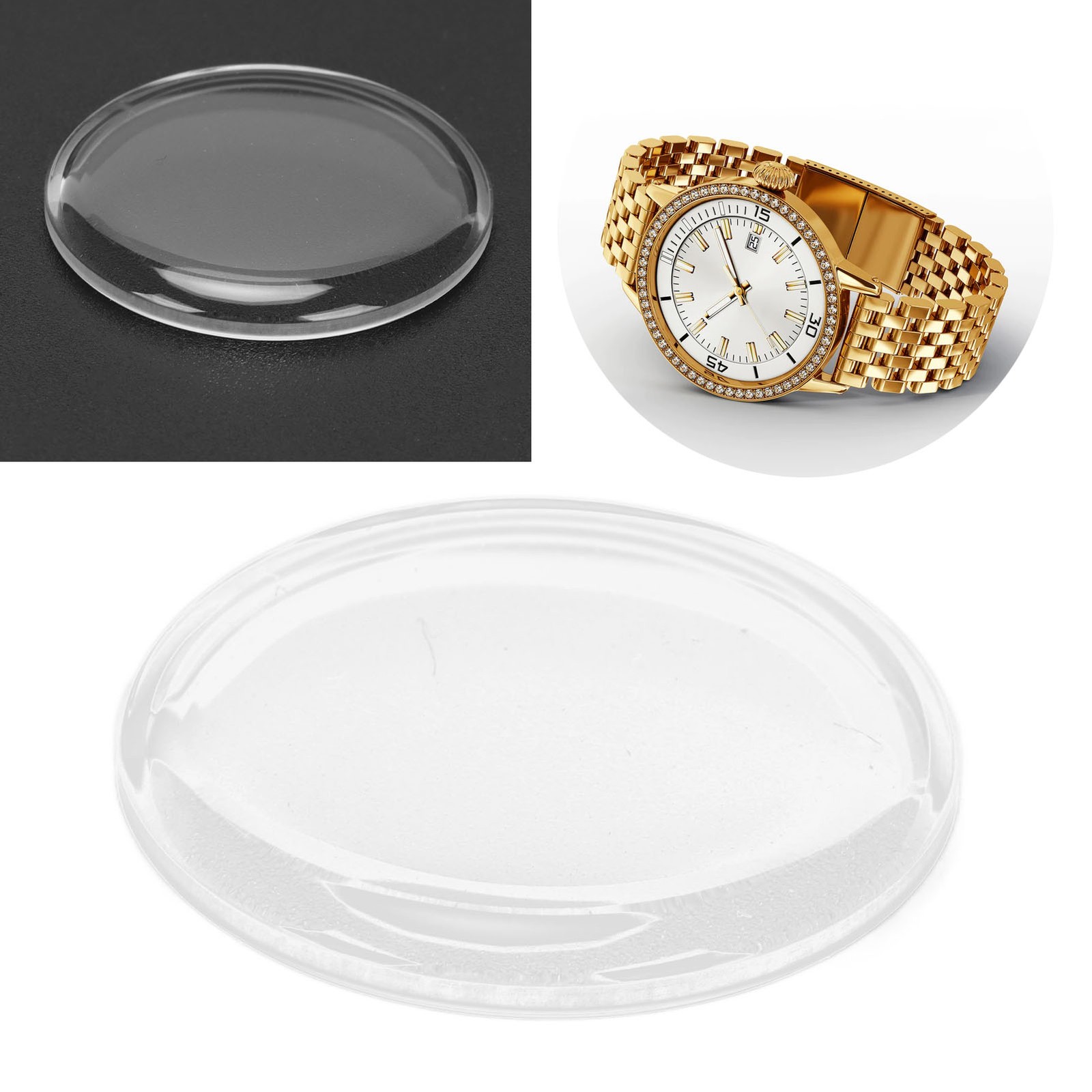 Watch Lens Waterproof Transparent 26.0-29.5mm Round Watch Crystal Lens Watch