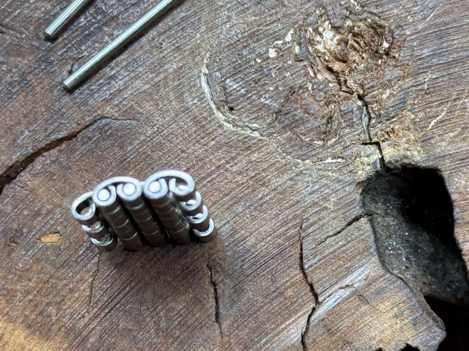 Last 2 spare polished & bark steel links to vintage Zenith watch NSA bracelet