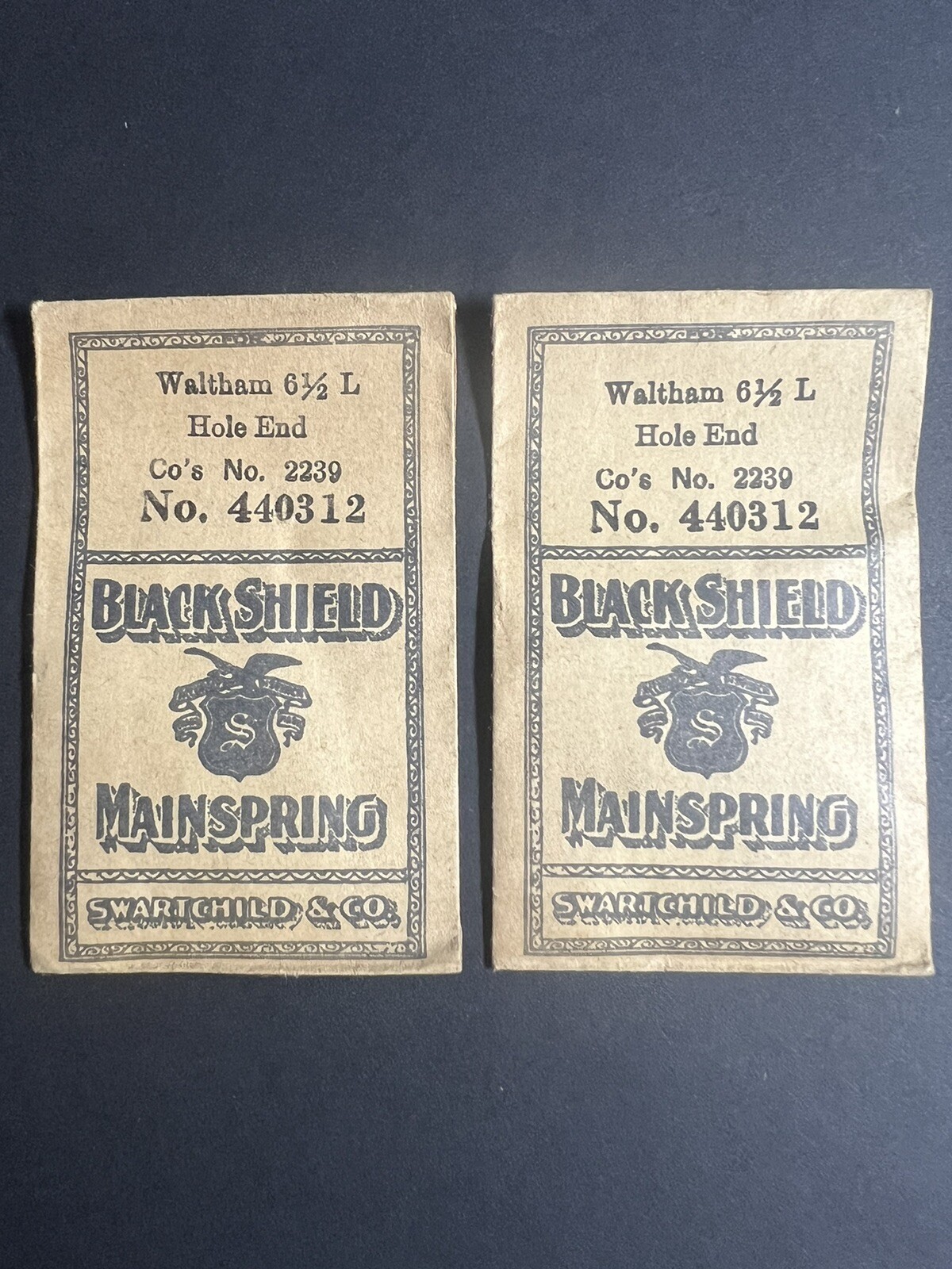 Black Shield Waltham Mainspring 2239, 6 1/2L, Hole end (1R)