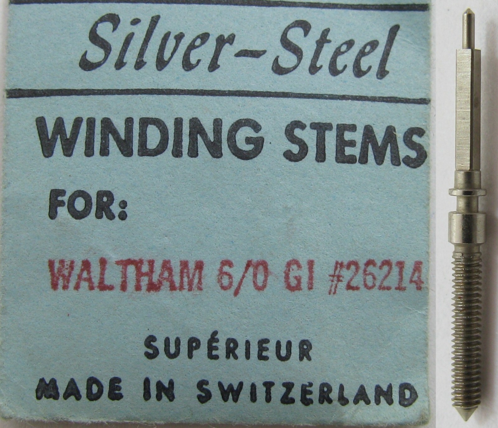 Waltham 6/0s GI #26214 winding stem for watch part x1 tap 7