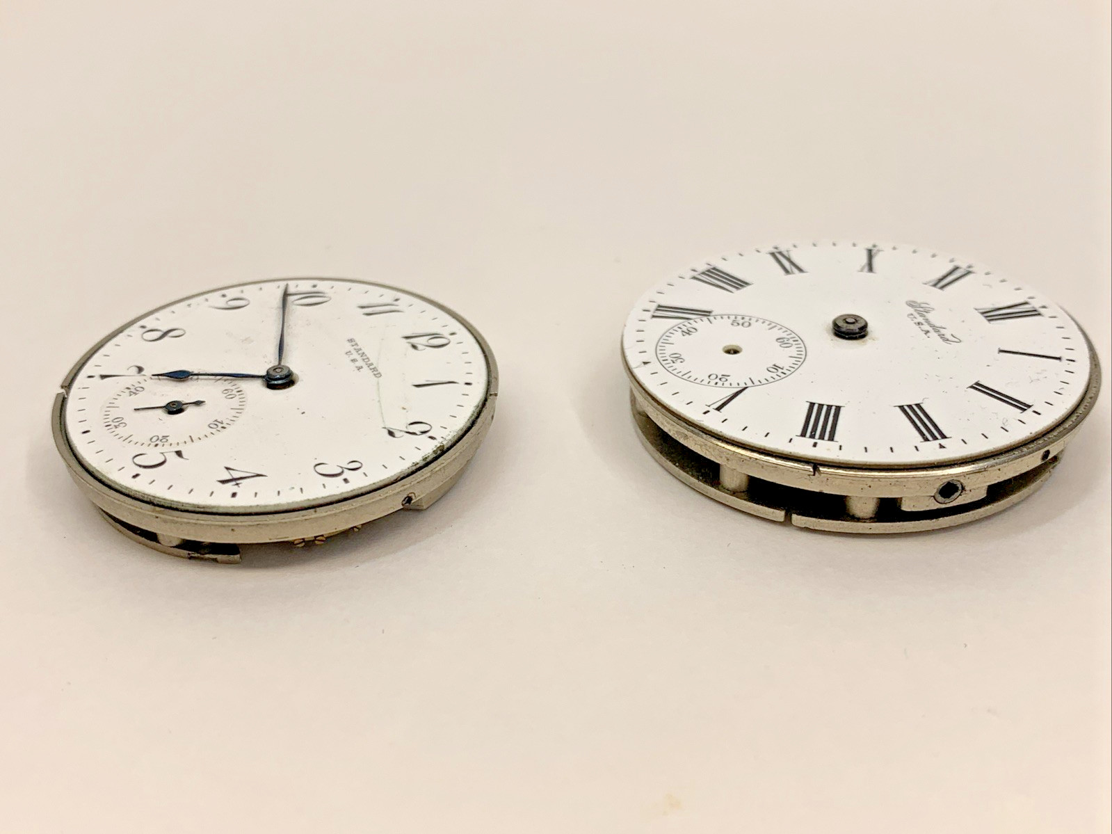 Vintage New York Standard 2 Pocket Watch Faces for Parts Repurpose Repair BROKEN