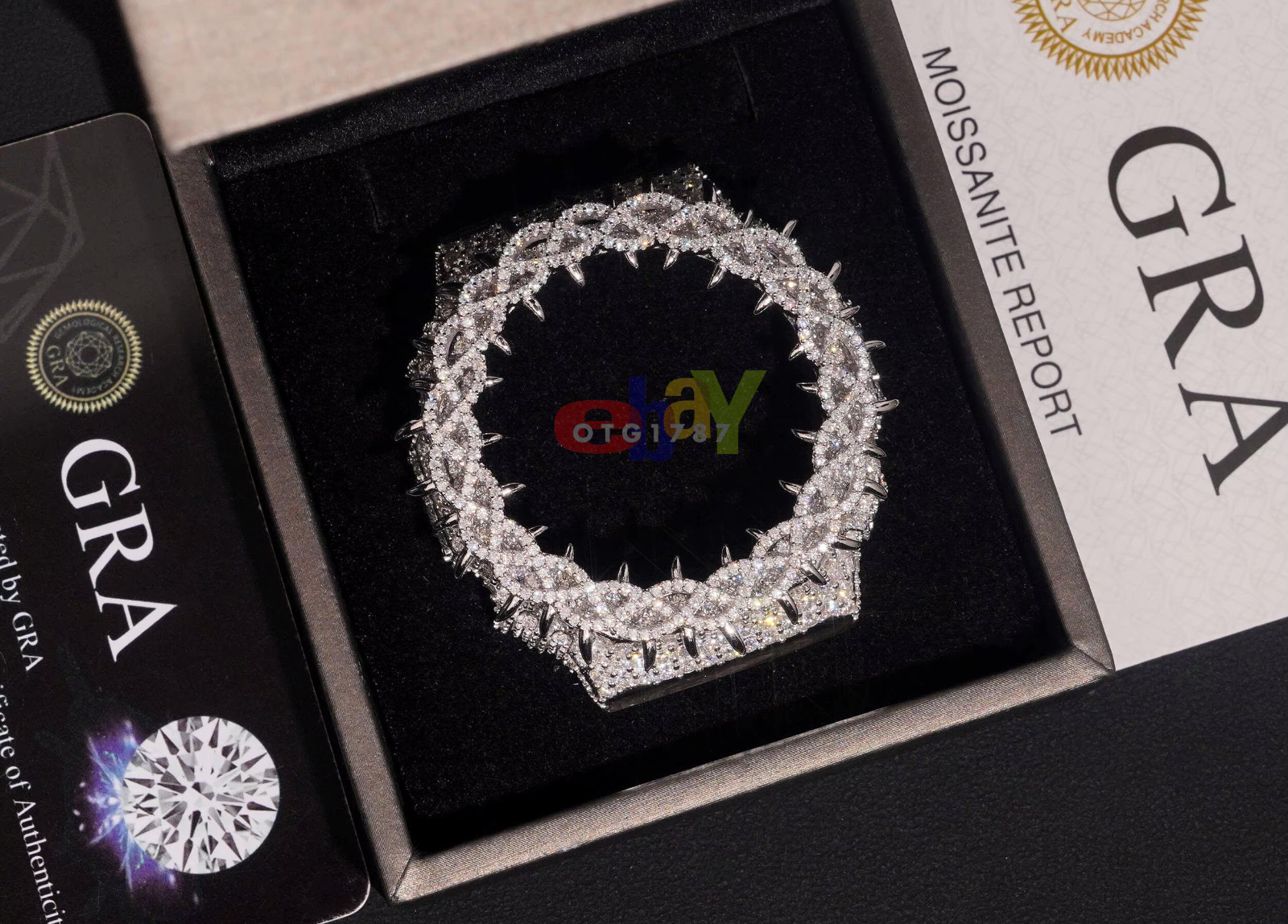 VVS1 D Fully Iced Moissanite Watch Bezel To Fit GA2100 Solid 925 Passes Tester!