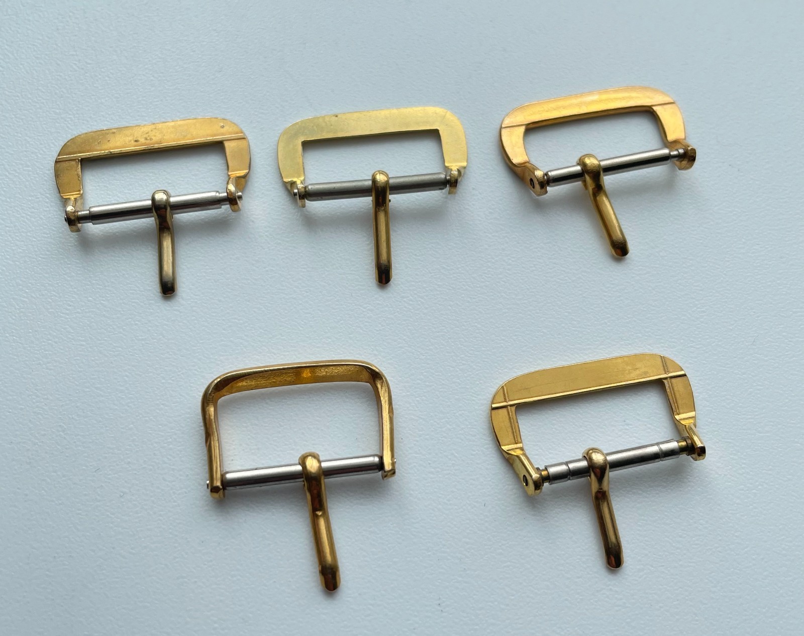 5pc Vintage Gold Plate Watch Buckle Clasp Lot Strap Parts Repair Replacement