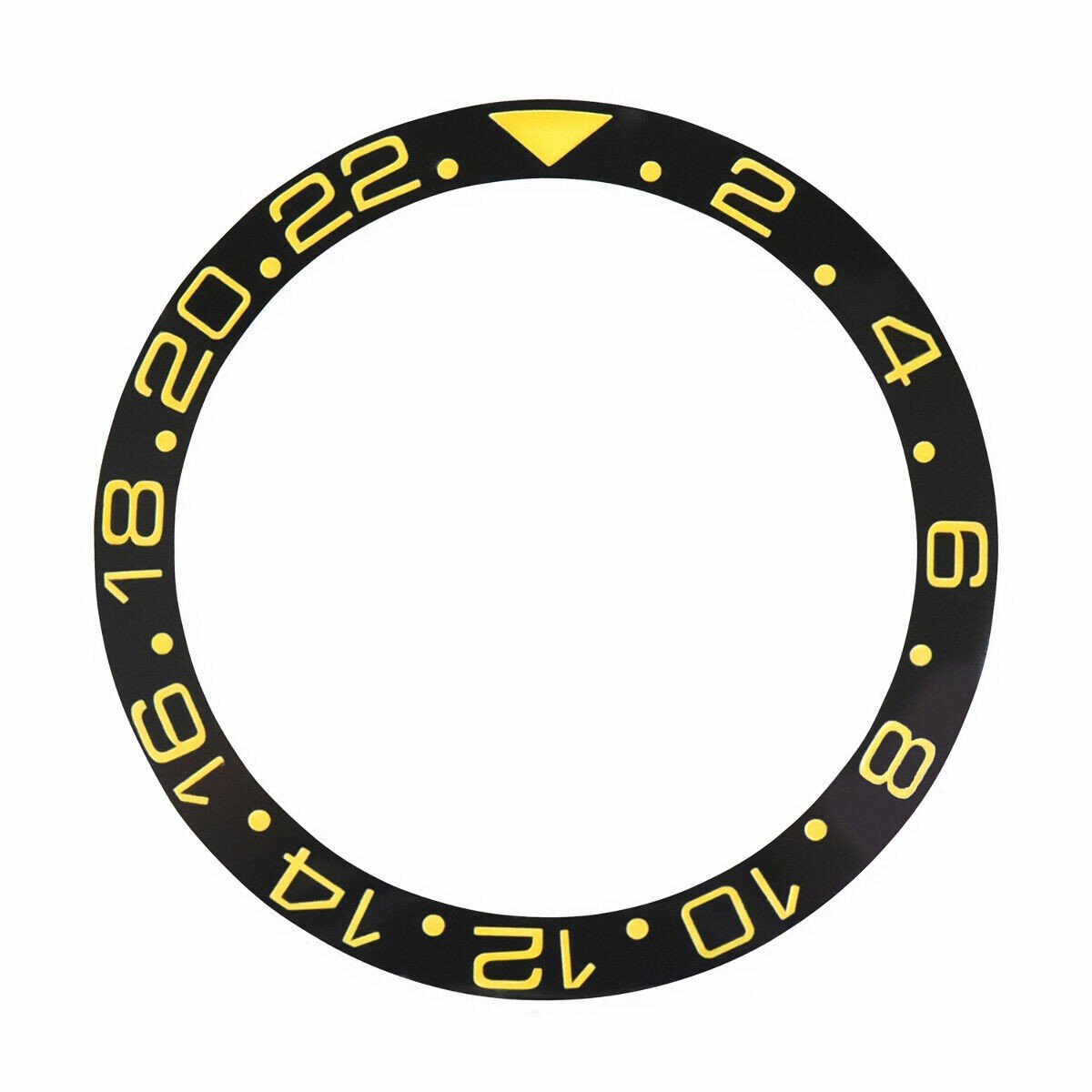 Black Ceramic Replacement Bezel Insert Gold Font 37.70mm x 30.70mm For Rolex GMT