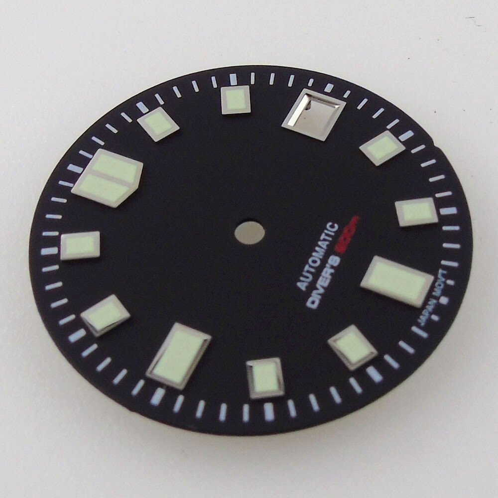 29mm black sterile dial luminous Watch Dial for NH36A NH35A 4.2 &3 o’clock crown