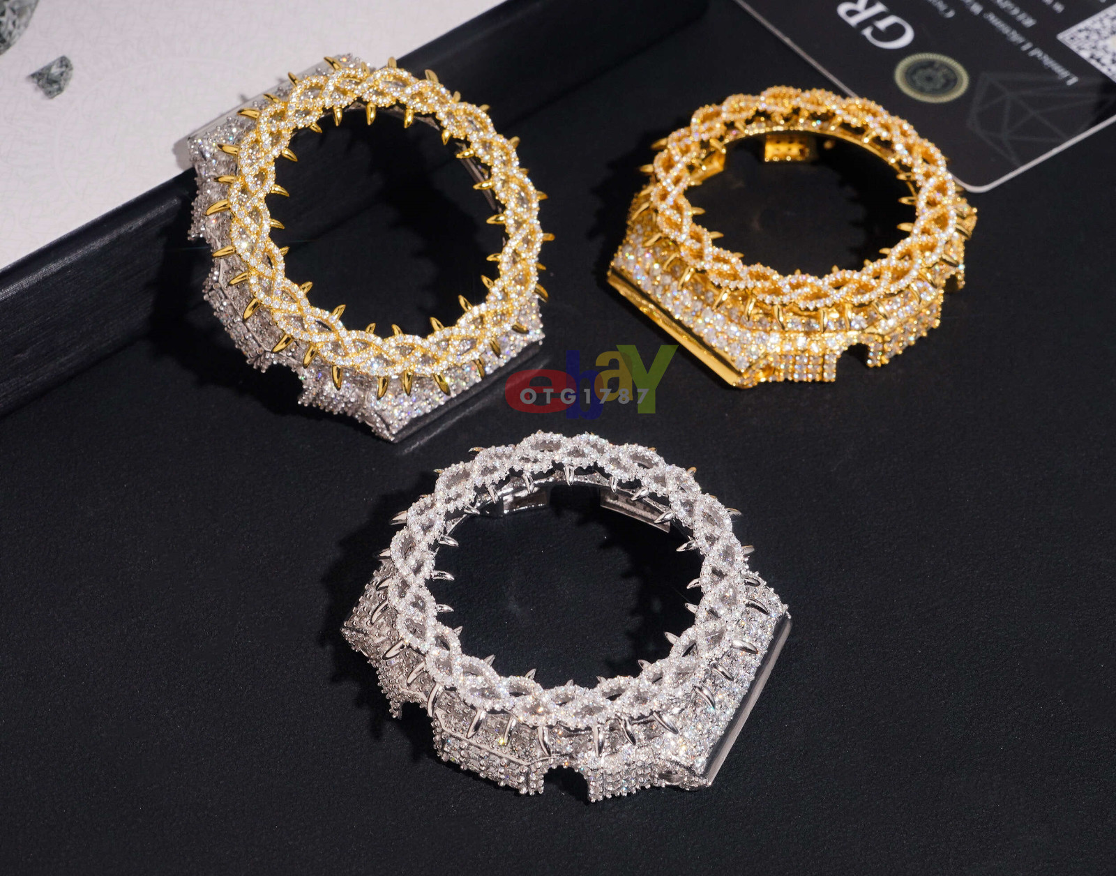 VVS1 D Fully Iced Moissanite Watch Bezel To Fit GA2100 Solid 925 Passes Tester!