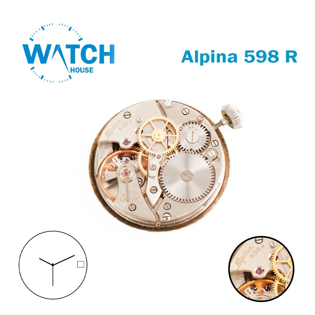 ALPINA 598 R Swiss Manual Movement-With Dial Alpina-Without Disk-3 Hands-Used
