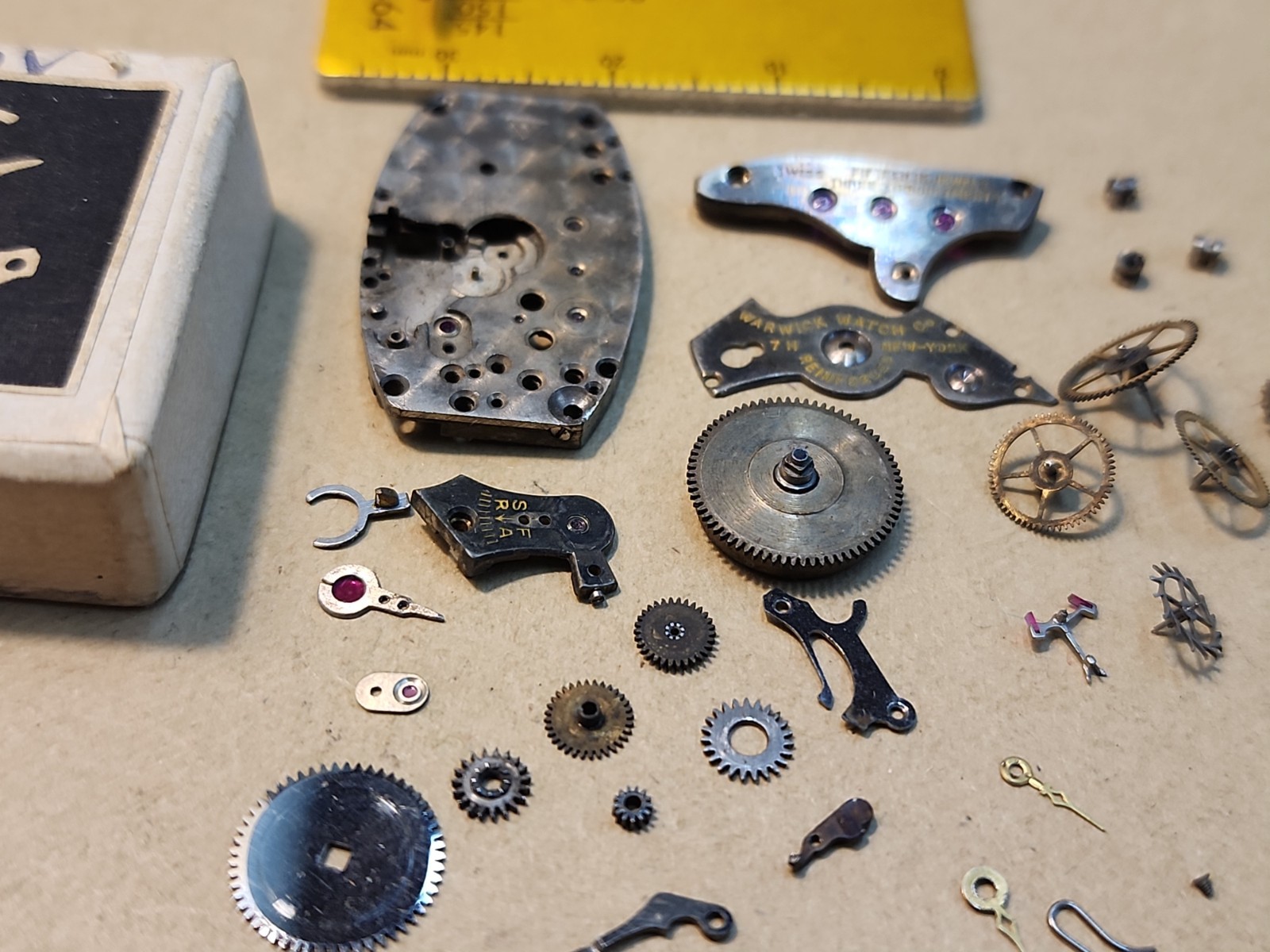 Vintage Tonneau Shape Warwick Swiss 15j 3 Adjustments Movement Parts