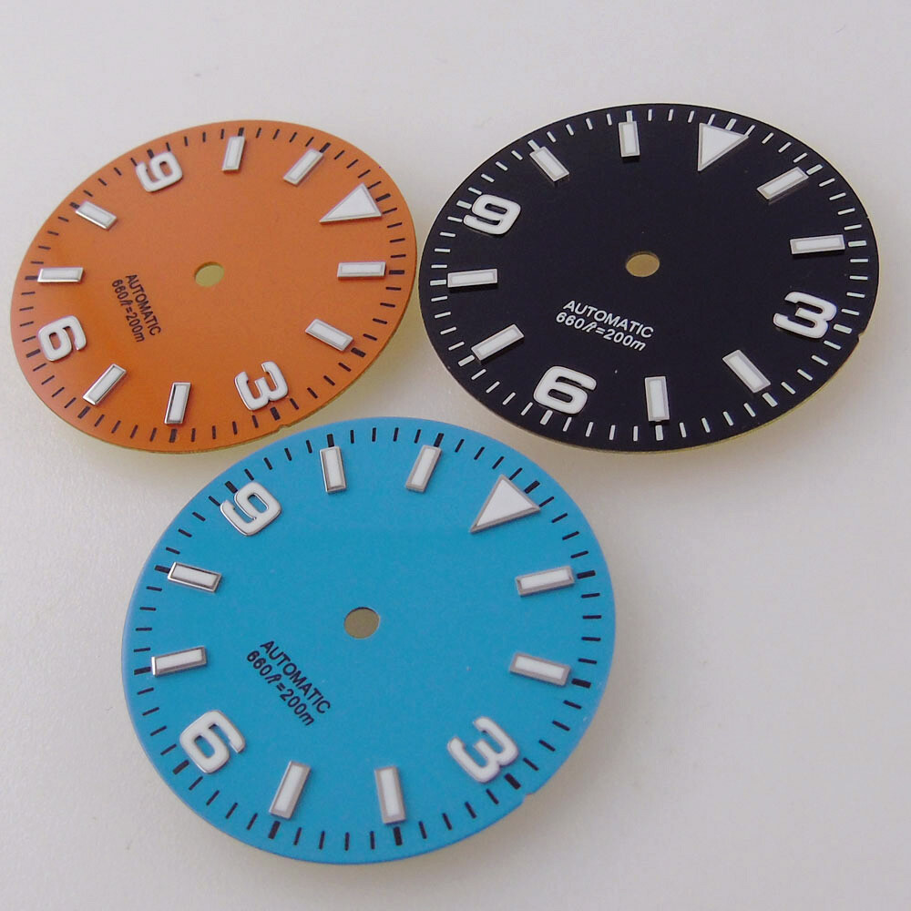 29mm Orange Blue Black Dial Fit Japan NH35A NH36A ETA 2824 2836 8215 mens watch