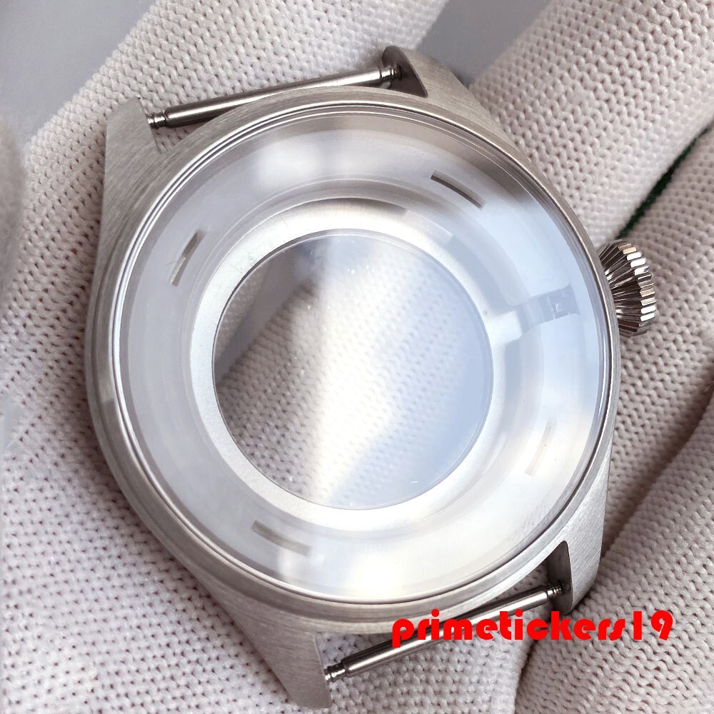 43mm Pilot Watch Case+Dial Hands Set Sapphire Fit NH35 ETA2824 PT5000 Clear Back