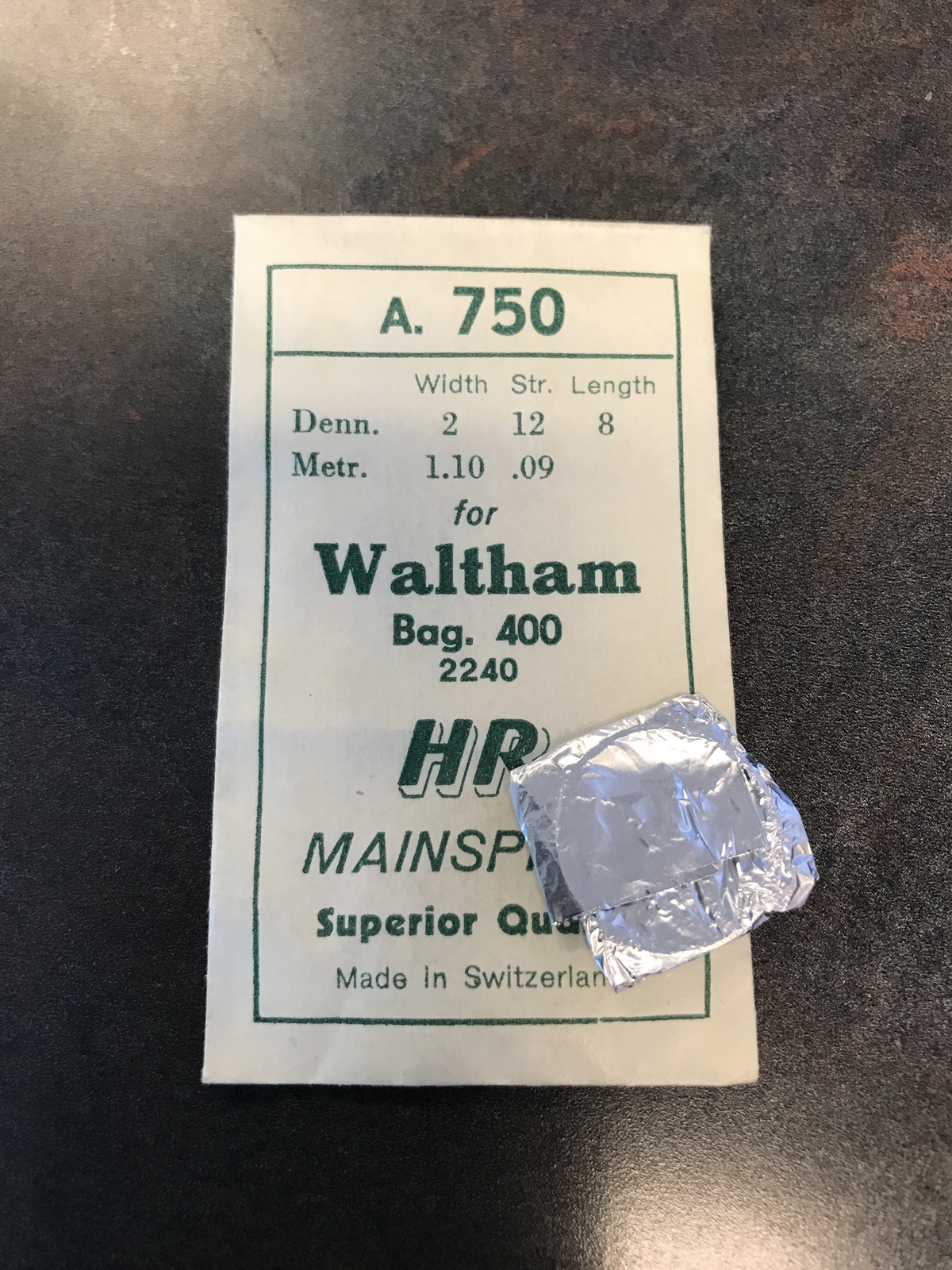 HR Mainspring A750 for Waltham 4 Ligne Baguette Model 400 #2240 – Steel