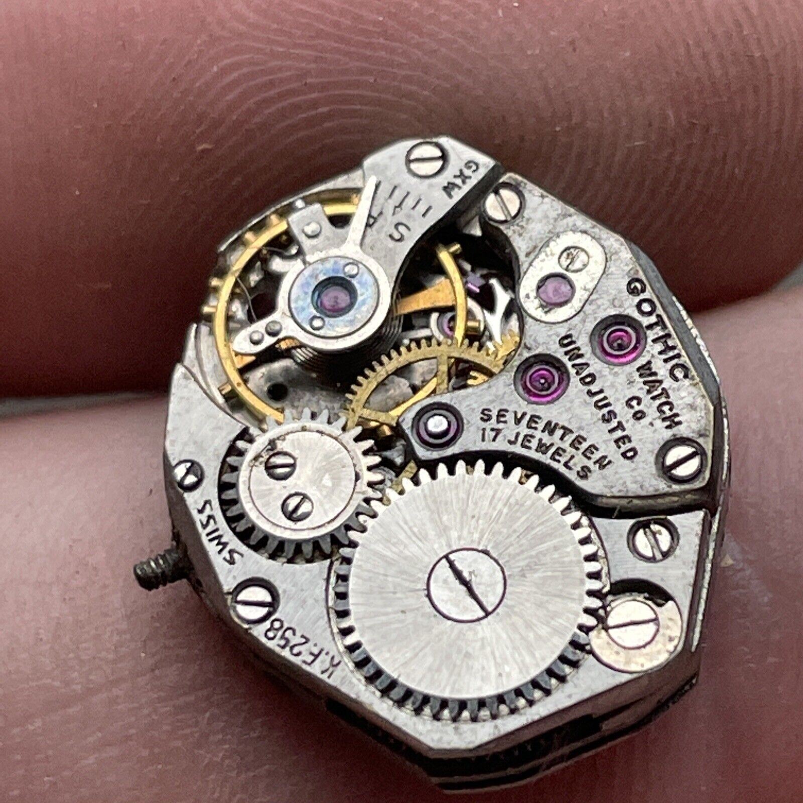 VTG Gothic Watch Co. 17 Jewels Unadjusted Swiss Movement KF258