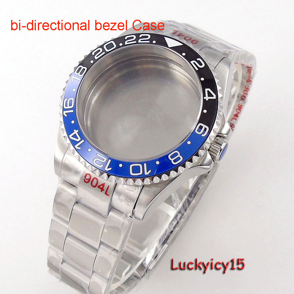 40MM bidirectionally Black Rotate Ceramic Bezel Accessories Parts Sapphire Glass