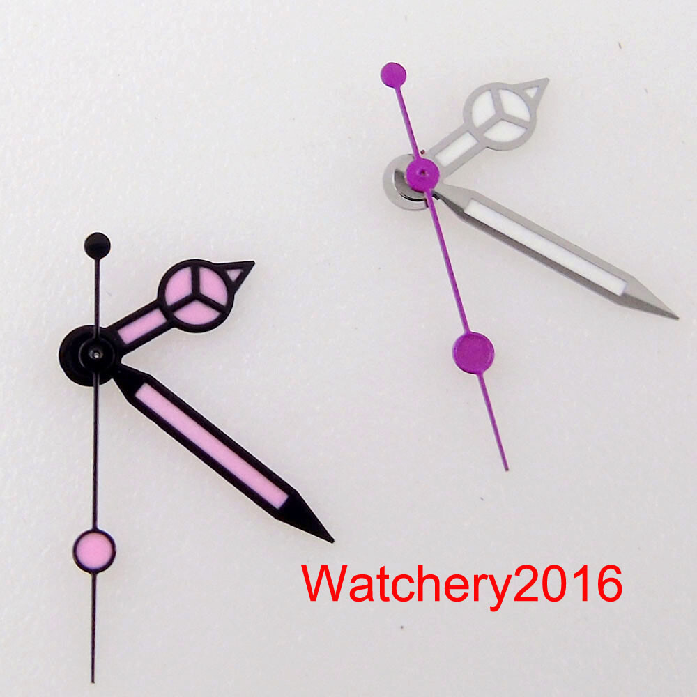 New Black Silver Edge Luminous Pink Watch Hand fit NH35A NH36A automatic watch