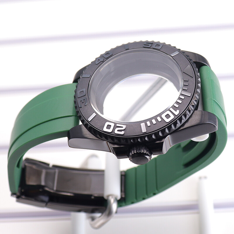 40mm Raised Markings Watch Case+Strap For Seiko Nh35NH36 Eta2824 Direction Bezel