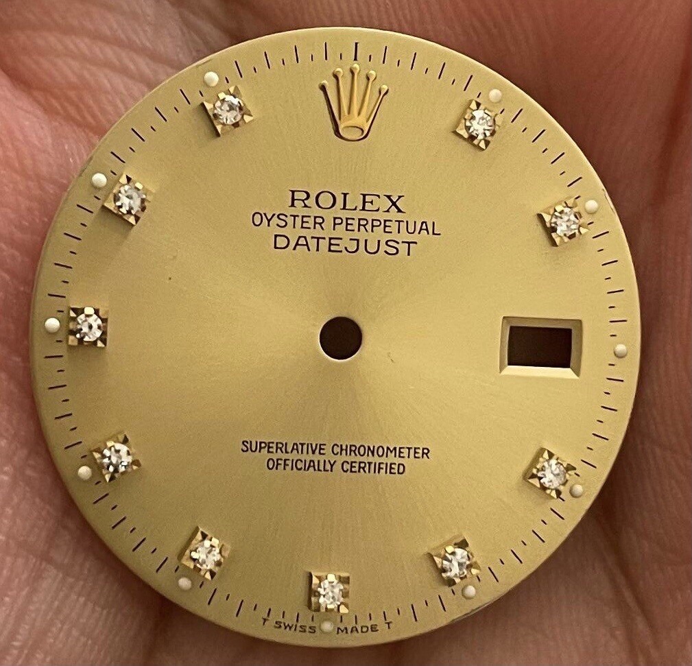 Authentic factory 36mm Rolex datejust Yellow diamond Dial for quick Set watch