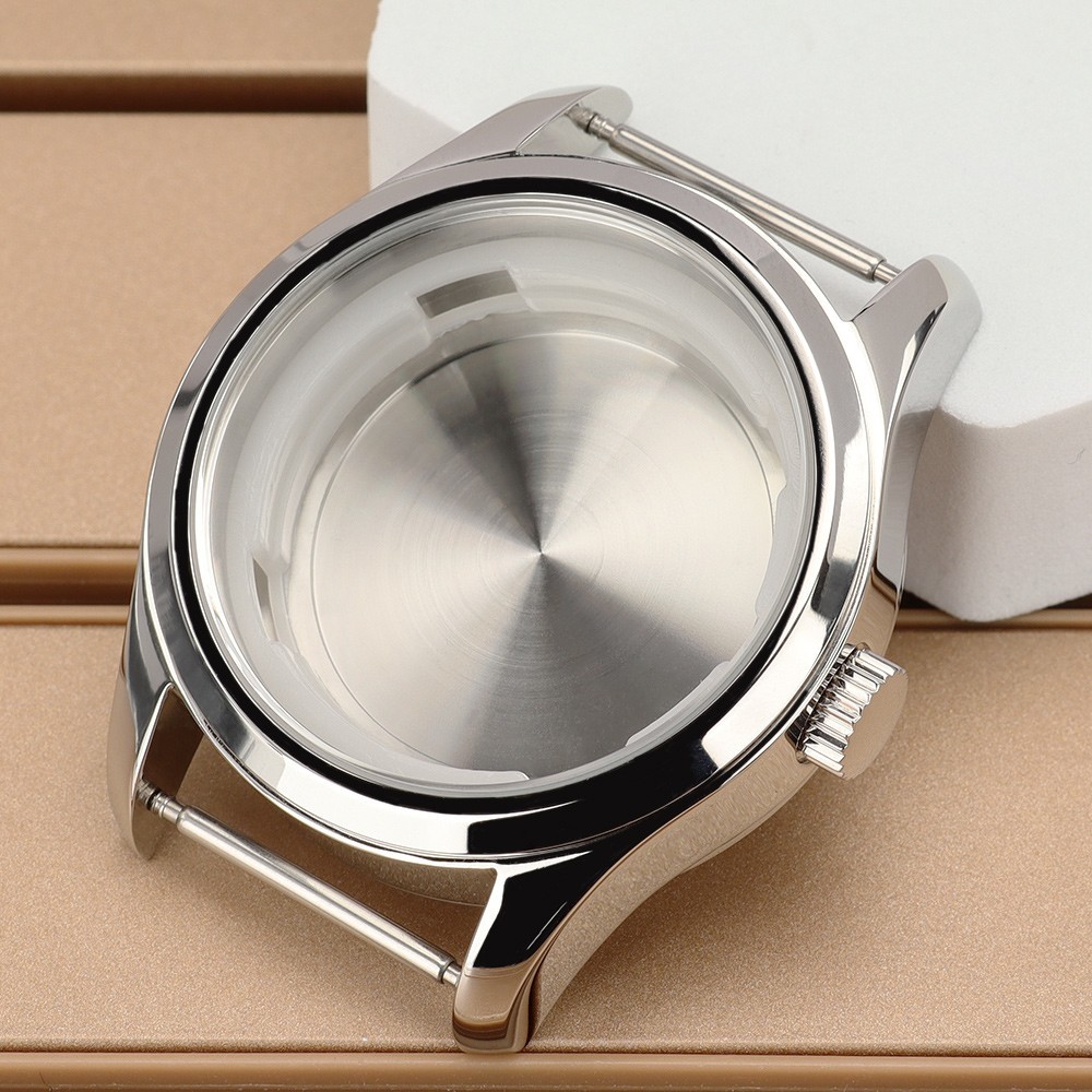 Vintage Silver 42mm Diver Watch Case Polished 10ATM For Seiko NH35 NH36 Movement