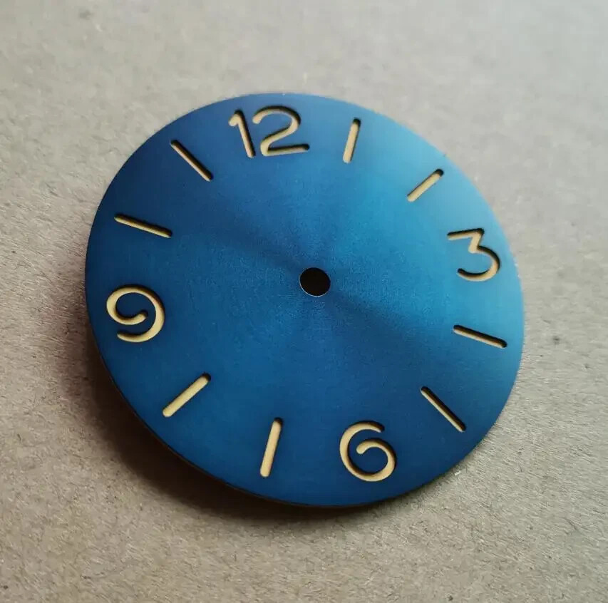 39mm blue Watch dial Green luminous for eta6497 6498 ST3600 ST3621