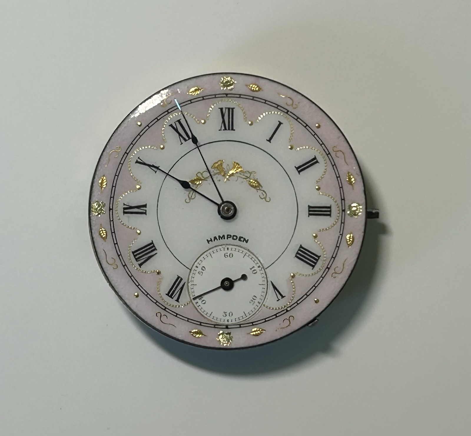 Antique Hampden Pocket Watch Movement – Grade 220 – 17 Jewels – Very Nice Dial